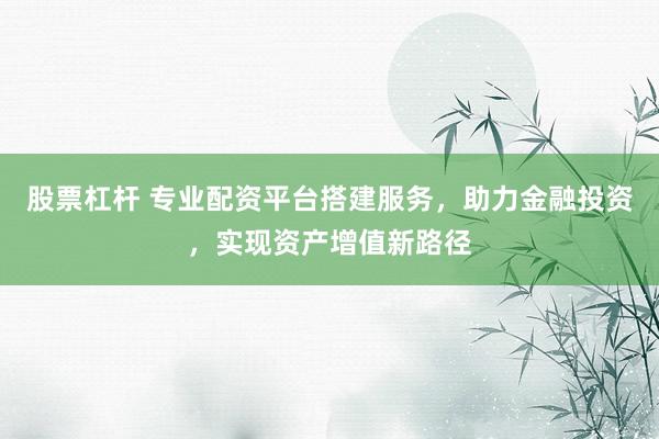 股票杠杆 专业配资平台搭建服务，助力金融投资，实现资产增值新路径