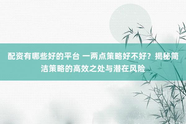 配资有哪些好的平台 一两点策略好不好？揭秘简洁策略的高效之处与潜在风险