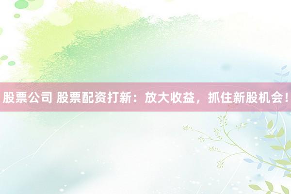 股票公司 股票配资打新：放大收益，抓住新股机会！