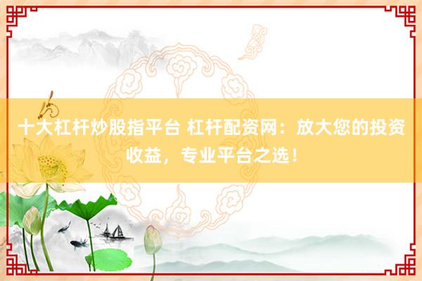 十大杠杆炒股指平台 杠杆配资网：放大您的投资收益，专业平台之选！