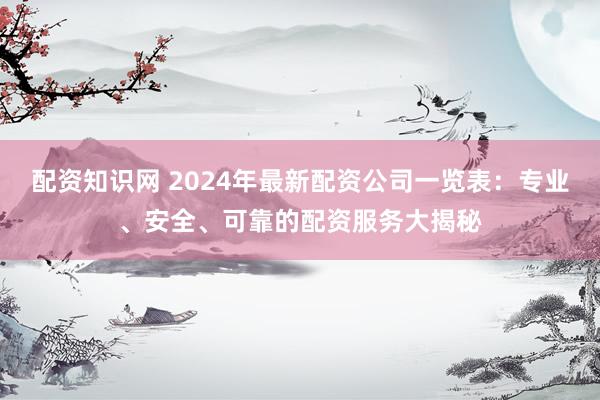 配资知识网 2024年最新配资公司一览表：专业、安全、可靠的配资服务大揭秘