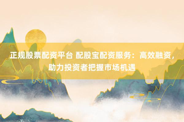 正规股票配资平台 配股宝配资服务：高效融资，助力投资者把握市场机遇