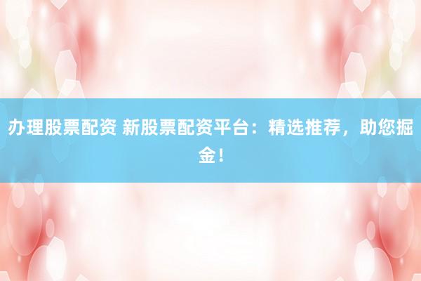 办理股票配资 新股票配资平台：精选推荐，助您掘金！