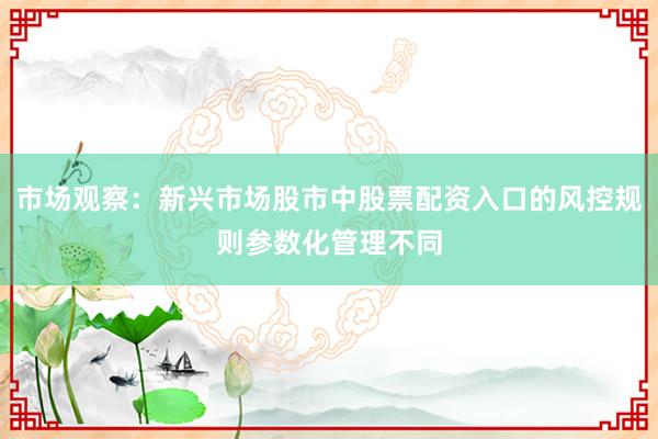 市场观察：新兴市场股市中股票配资入口的风控规则参数化管理不同