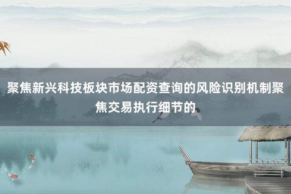 聚焦新兴科技板块市场配资查询的风险识别机制聚焦交易执行细节的