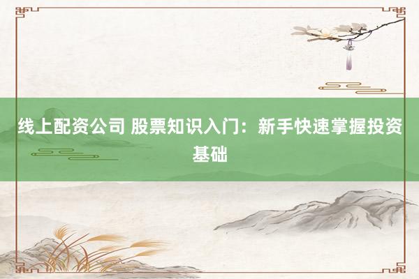 线上配资公司 股票知识入门：新手快速掌握投资基础