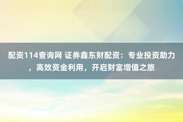 配资114查询网 证券鑫东财配资：专业投资助力，高效资金利用，开启财富增值之旅