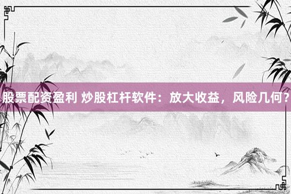 股票配资盈利 炒股杠杆软件：放大收益，风险几何？