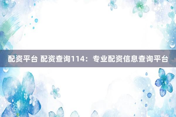 配资平台 配资查询114：专业配资信息查询平台
